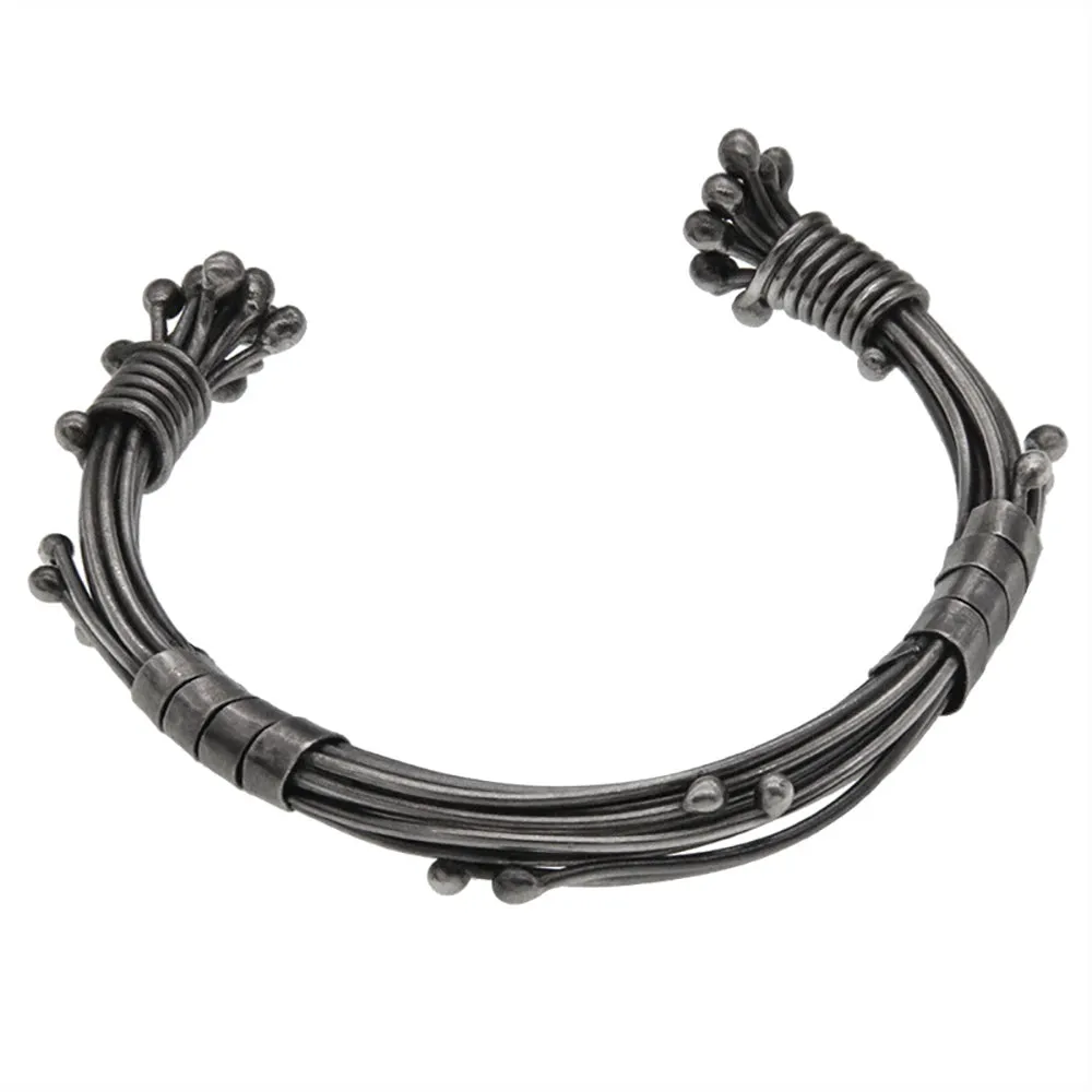 Real Solid 925 Sterling Silver Cuff Bracelet Braided Silver Wire Punk Jewelry Open Bangle Handmade