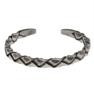 Real Solid 925 Sterling Silver Cuff Bracelet Braided Twist Fashion Punk Jewelry Open Bangle