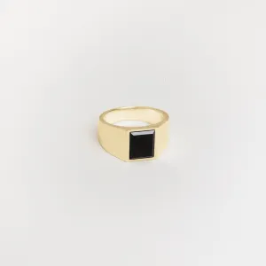 Rectangle Inlay Signet Ring, 12mm