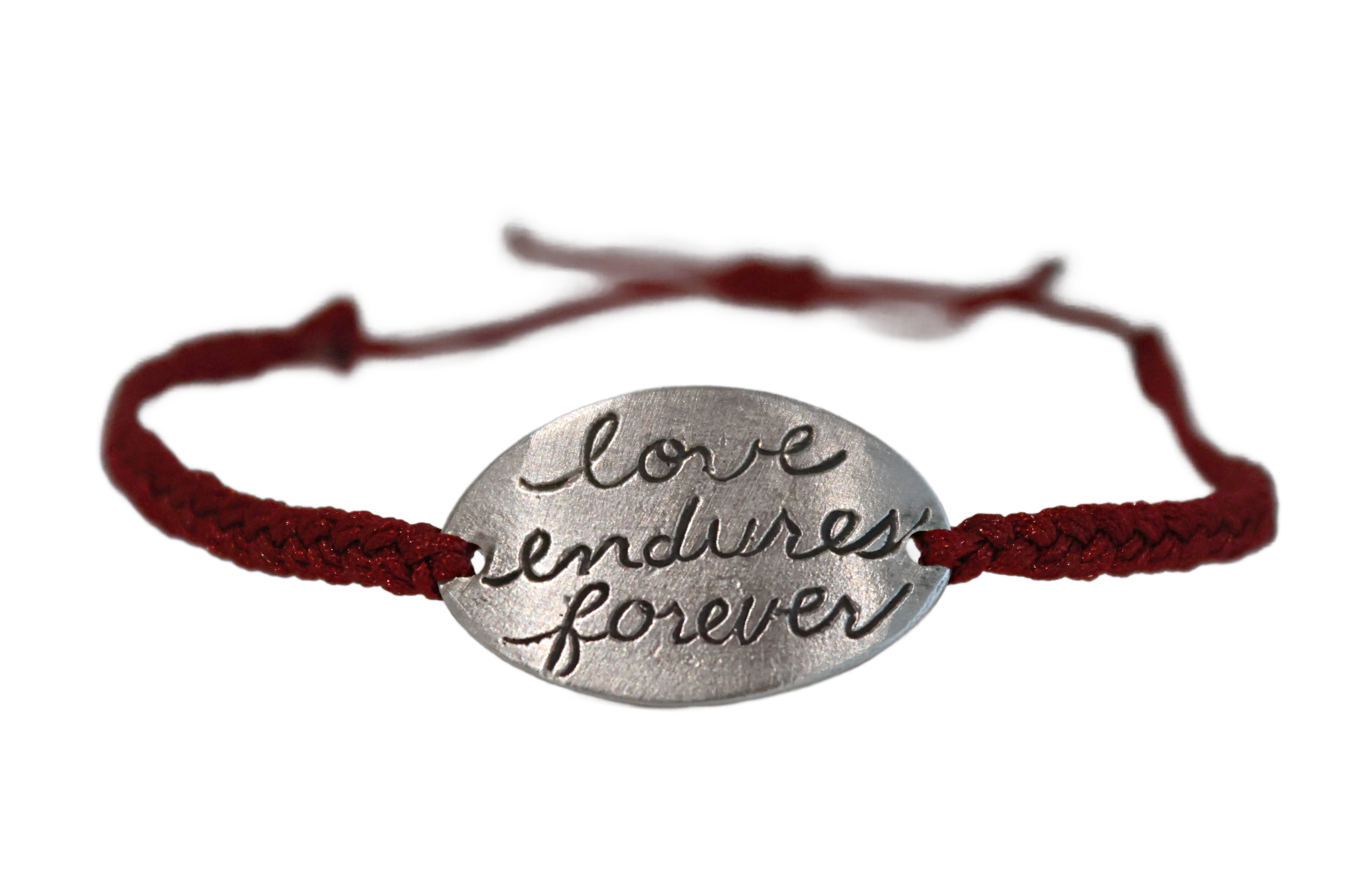 Red Macrame & Silver Plate Bracelet