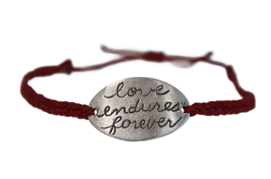 Red Macrame & Silver Plate Bracelet
