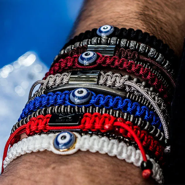 Red Nylon bracelet with Black Lucky Evil Eye