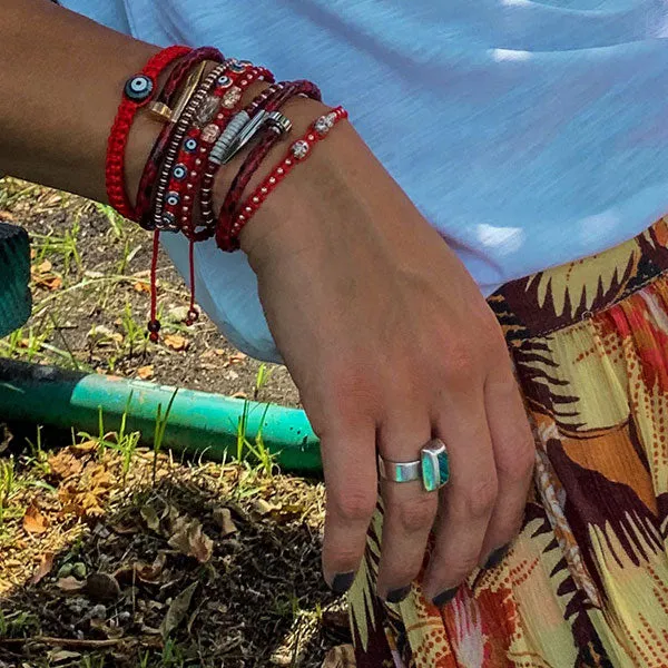 Red Nylon bracelet with Black Lucky Evil Eye