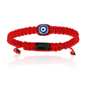 Red Nylon bracelet with Black Lucky Evil Eye