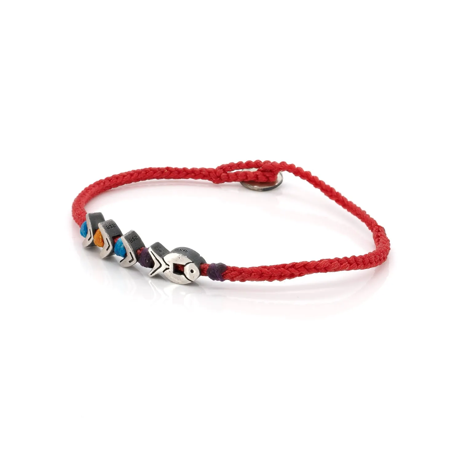 Red Woven Sterling Silver Fish Believe Braided Bracelet