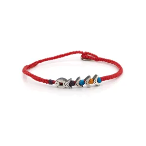 Red Woven Sterling Silver Fish Believe Braided Bracelet