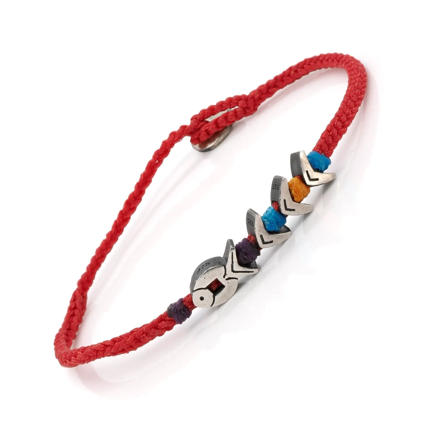 Red Woven Sterling Silver Fish Believe Braided Bracelet