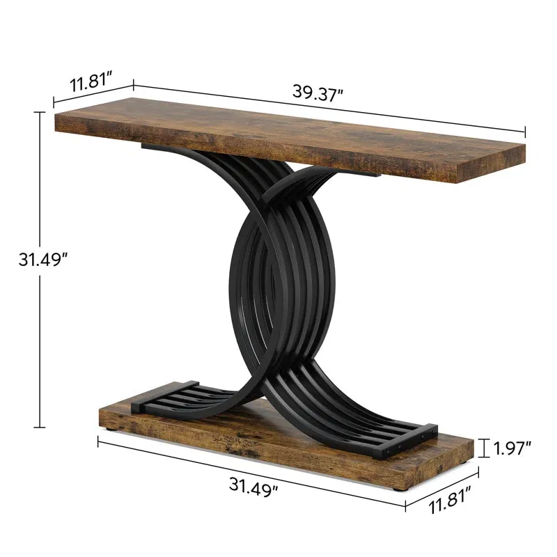 Retails $320 New Assembled Everly Quinn 39.37'' Console Table in Rustic Brown/Black
