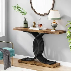 Retails $320 New Assembled Everly Quinn 39.37'' Console Table in Rustic Brown/Black