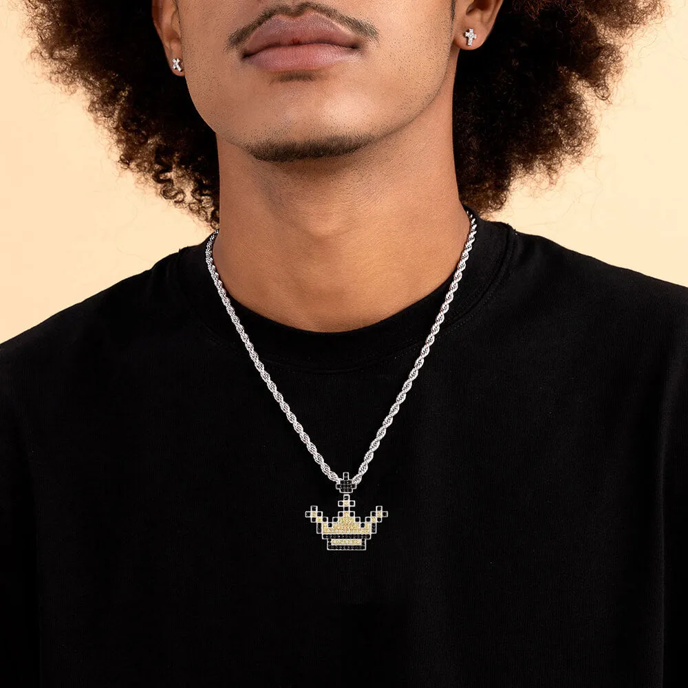 Retro Pixel Crown Pendant