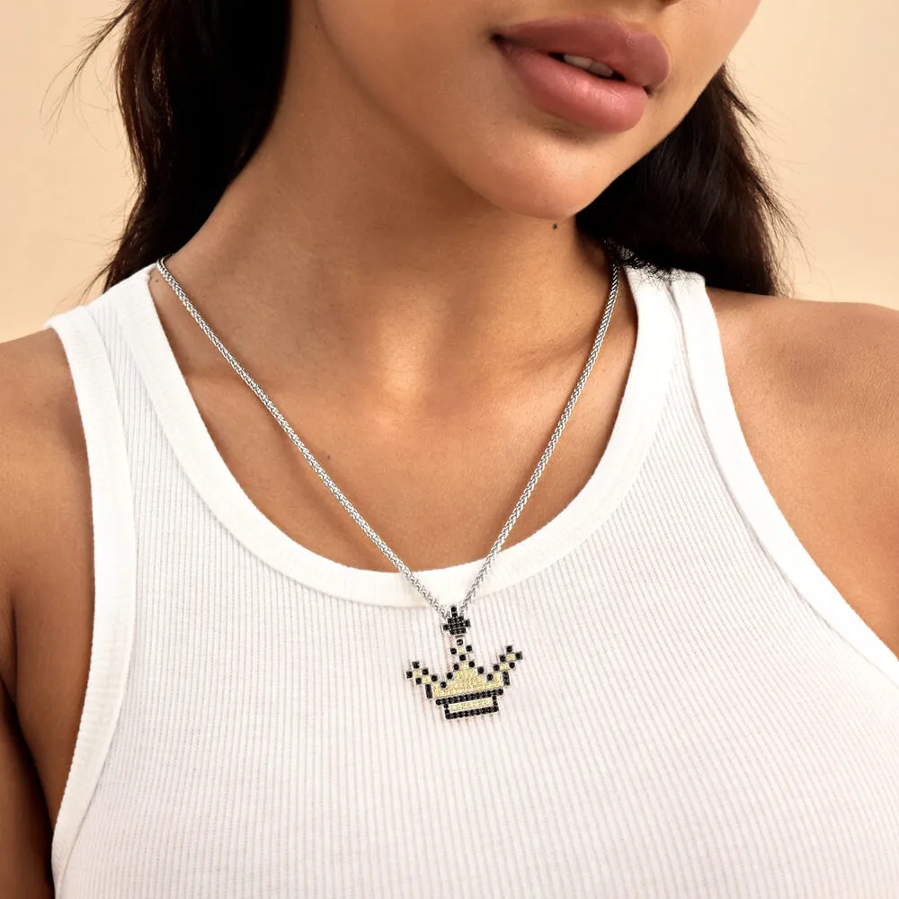 Retro Pixel Crown Pendant