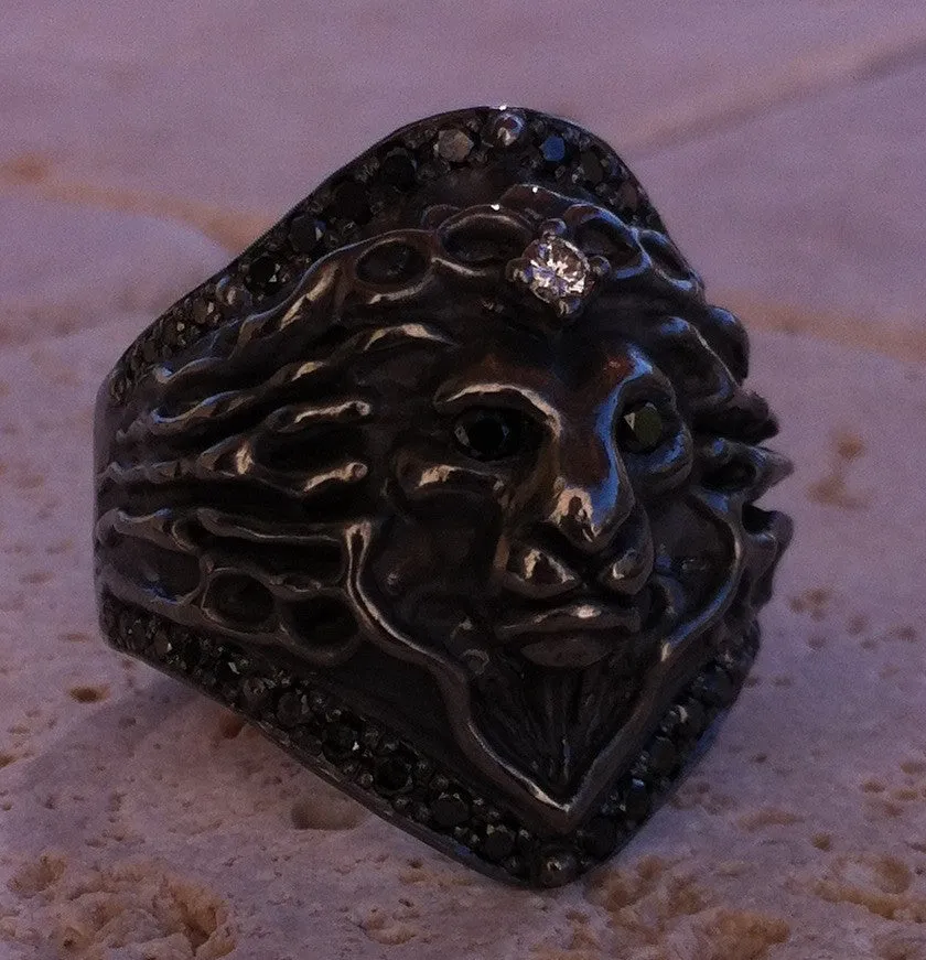 Ring - Sterling Silver Diamond Pave Lion