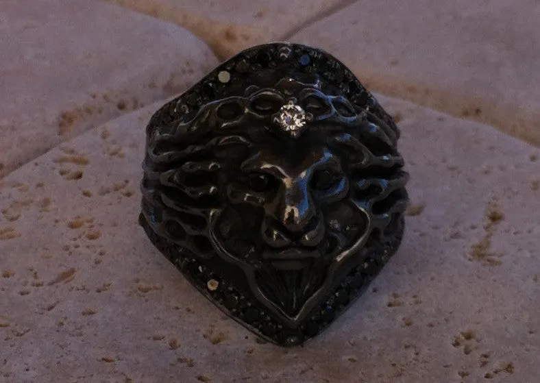 Ring - Sterling Silver Diamond Pave Lion