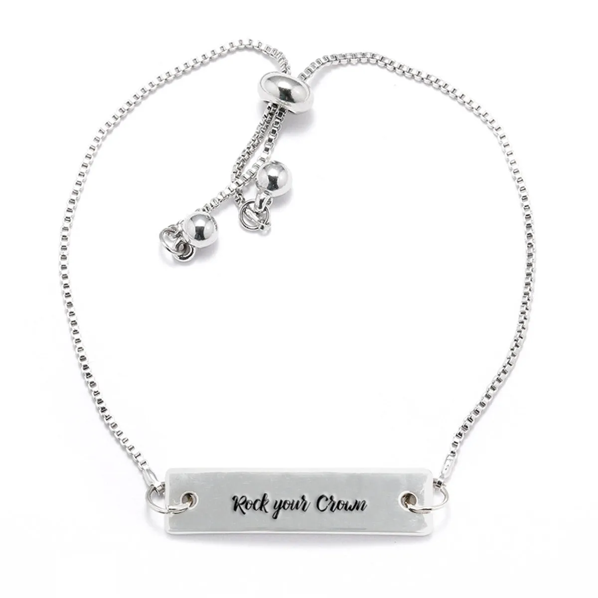 Rock your Crown Silver Bar Adjustable Bracelet