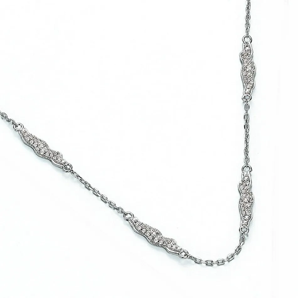 Round Cut Diamond Snowflake Double Chain Necklace