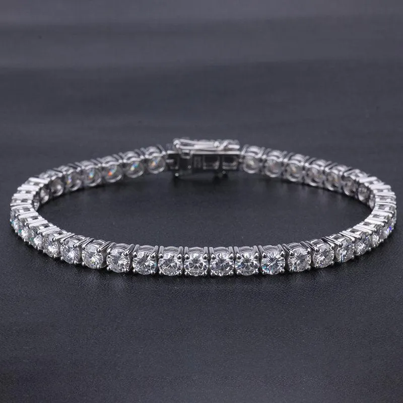 Round Moissanite Tennis Bracelet | Colorless Moissanite Bracelet | Prong Set Diamond Bracelet | White Gold Bracelet For Women Christmas Gift