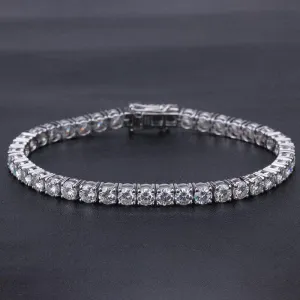 Round Moissanite Tennis Bracelet | Colorless Moissanite Bracelet | Prong Set Diamond Bracelet | White Gold Bracelet For Women Christmas Gift