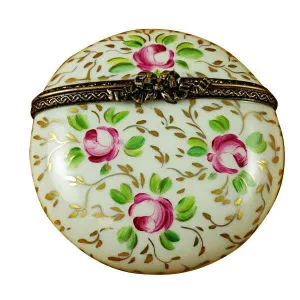 Round with Gold and Pink Flowers