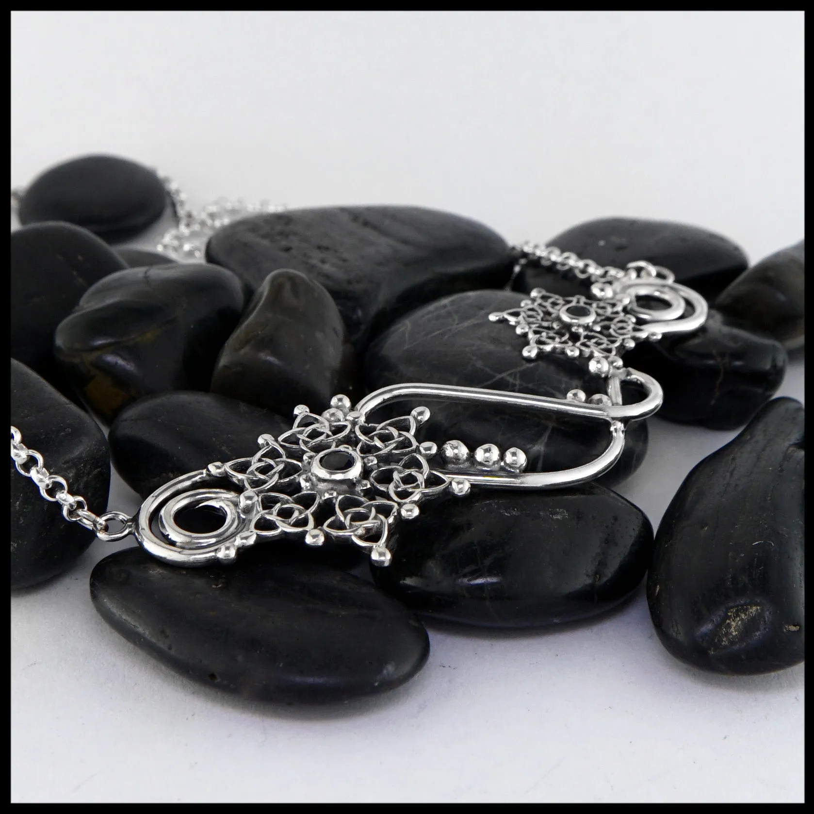 Sapphire Snowflake Bar Necklace