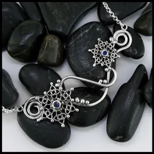 Sapphire Snowflake Bar Necklace
