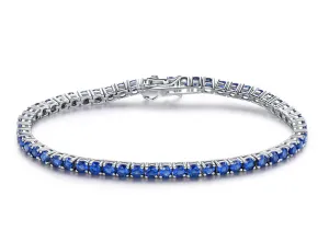 Sapphire Tennis Bracelet Solid 925 Sterling Silver Tennis Bracelet 19cm