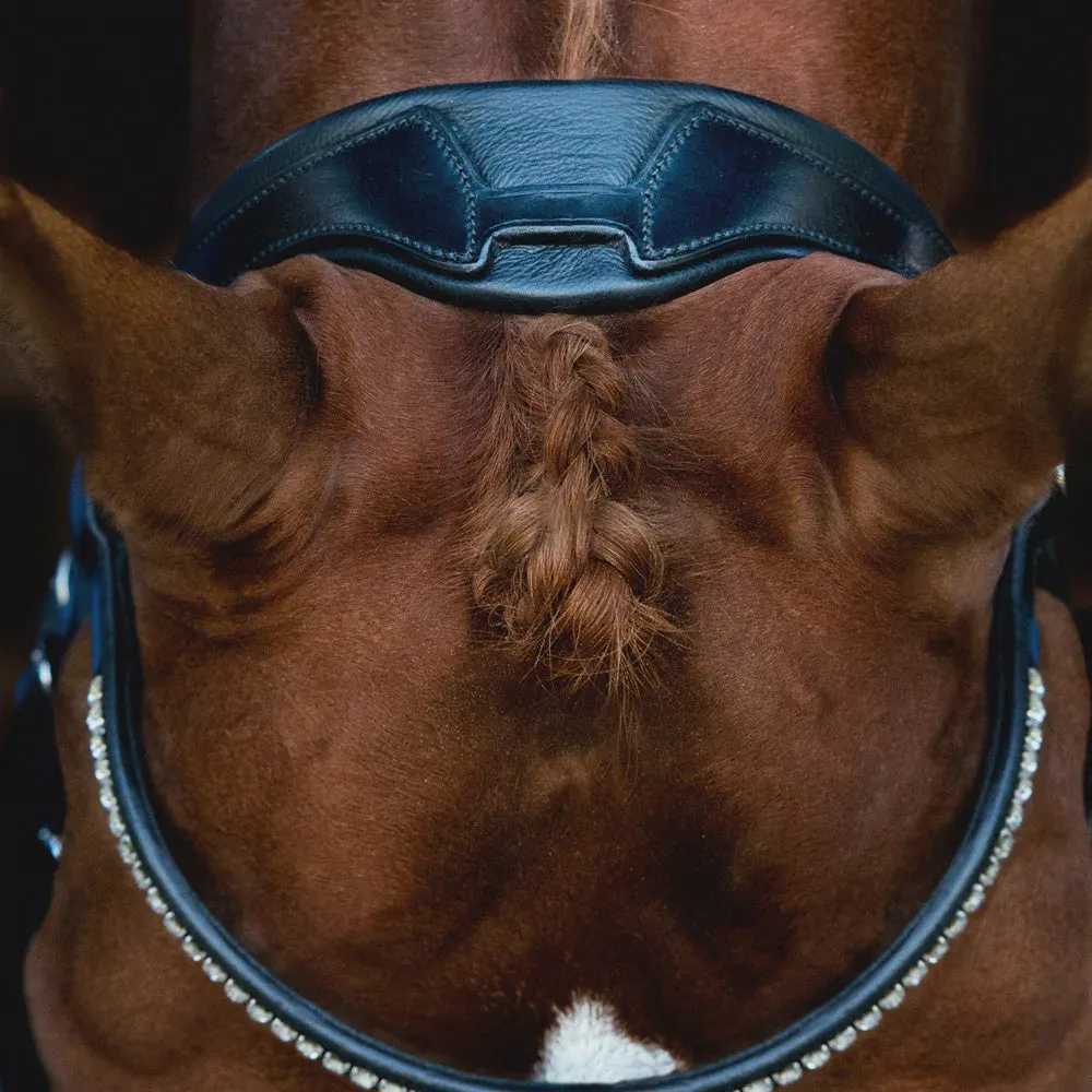 Schockemohle Malibu Bridle Black Patent with White & Silver