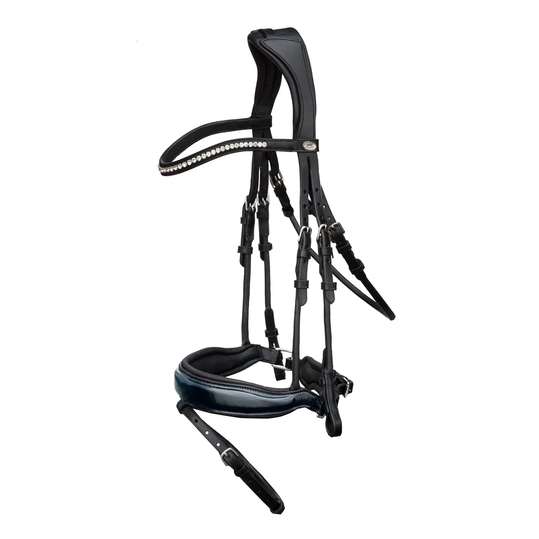 Schockemohle Malibu Bridle Black Patent with White & Silver