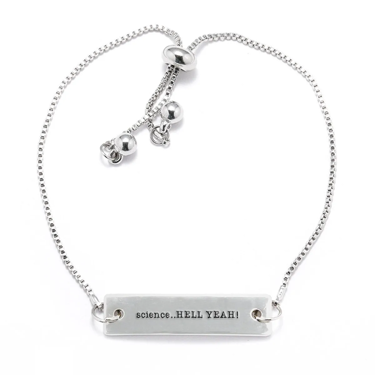 Science. Hell Yeah! Silver Bar Adjustable Bracelet