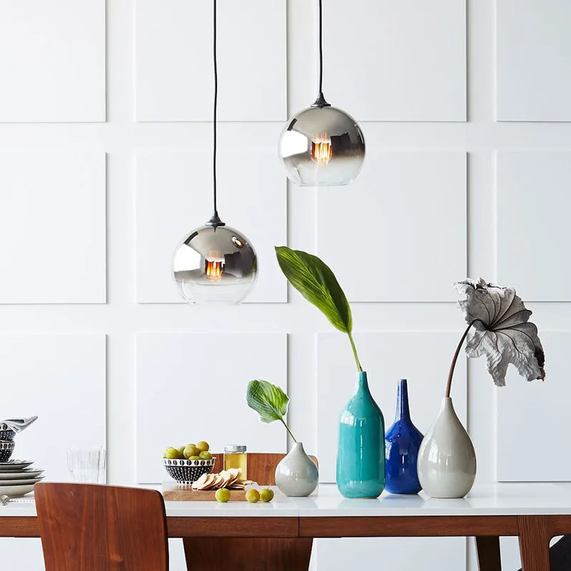 Sculptural Glass Globe Pendant | Metallic Ombre