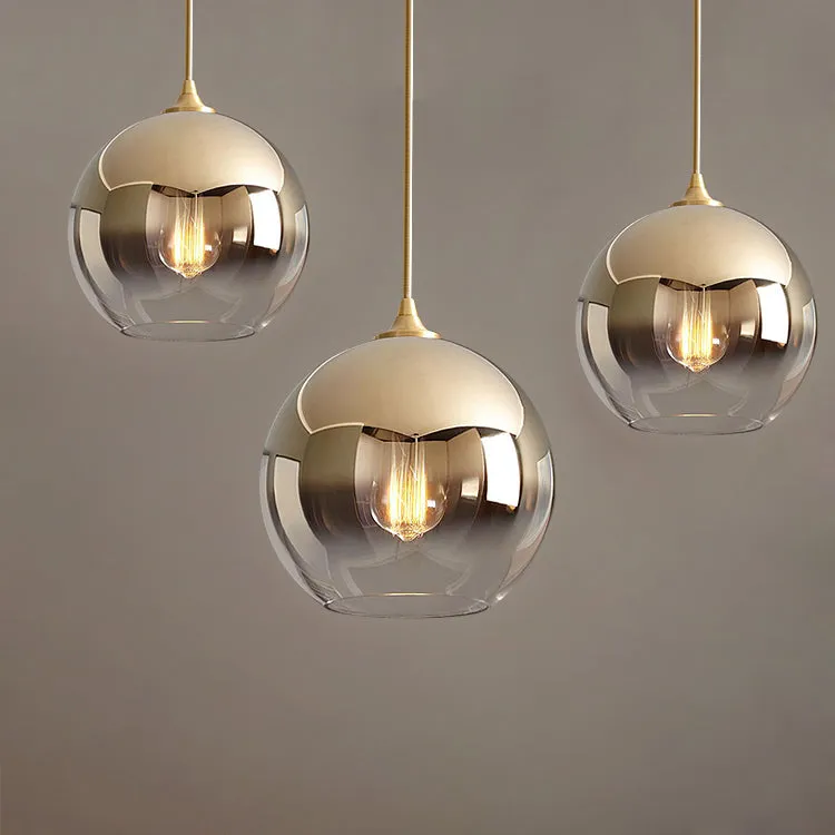 Sculptural Glass Globe Pendant | Metallic Ombre