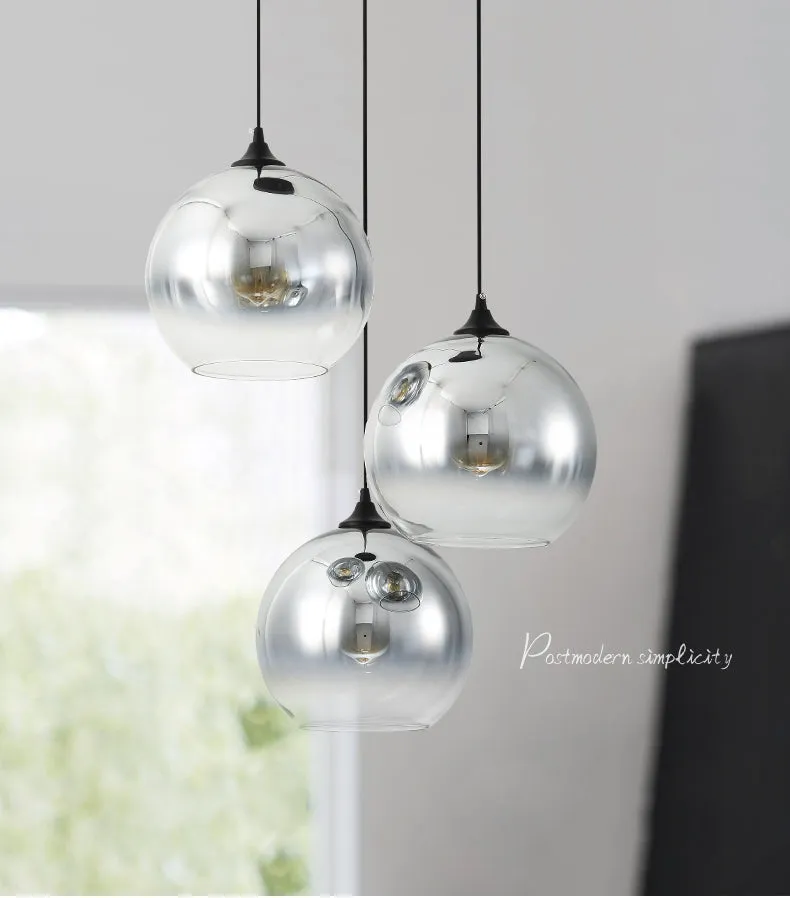 Sculptural Glass Globe Pendant | Metallic Ombre