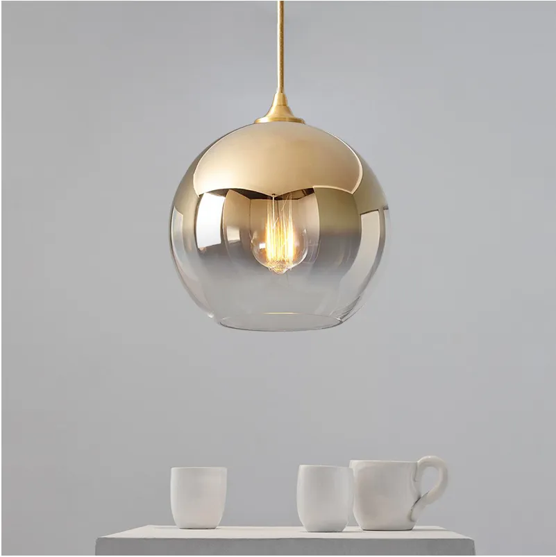 Sculptural Glass Globe Pendant | Metallic Ombre