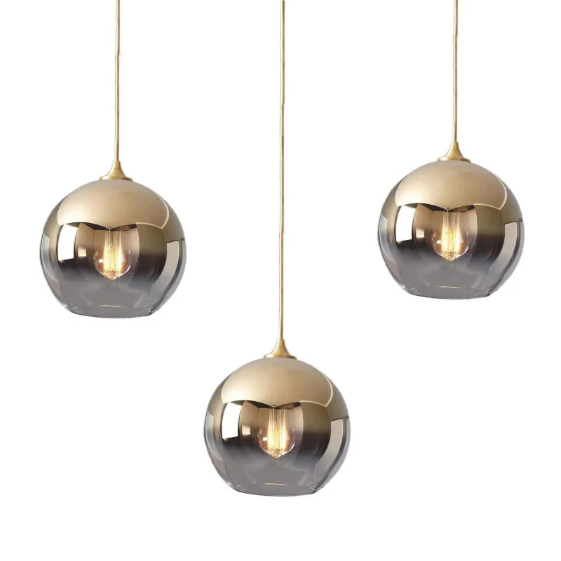 Sculptural Glass Globe Pendant | Metallic Ombre