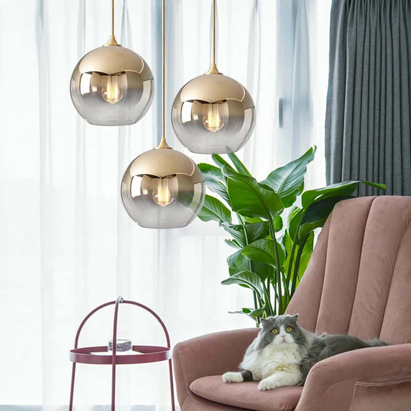 Sculptural Glass Globe Pendant | Metallic Ombre