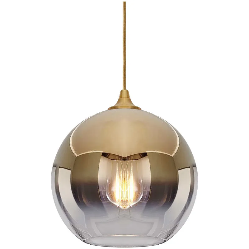 Sculptural Glass Globe Pendant | Metallic Ombre