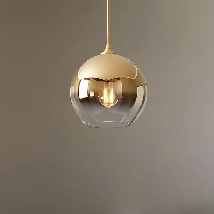 Sculptural Glass Globe Pendant | Metallic Ombre