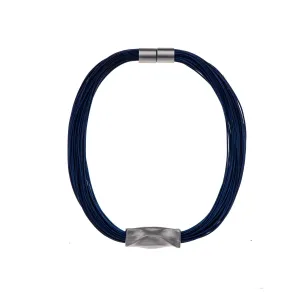 Shirley - Blue cord & sterling silver detail necklace