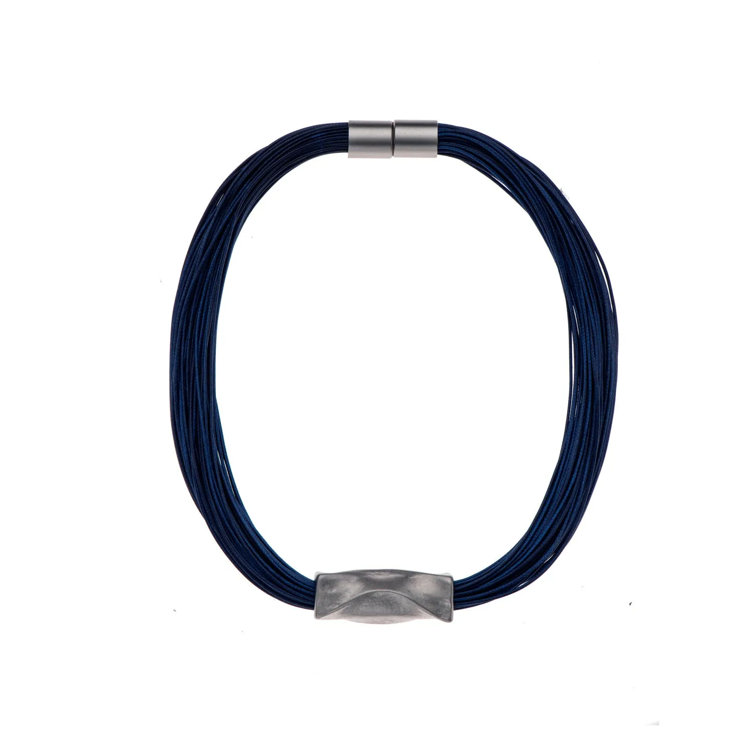 Shirley - Blue cord & sterling silver detail necklace