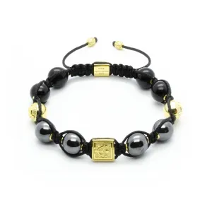 Signature Midnight - Powerful Hematite Bracelet With Onyx in Silver and Gold | 10MM