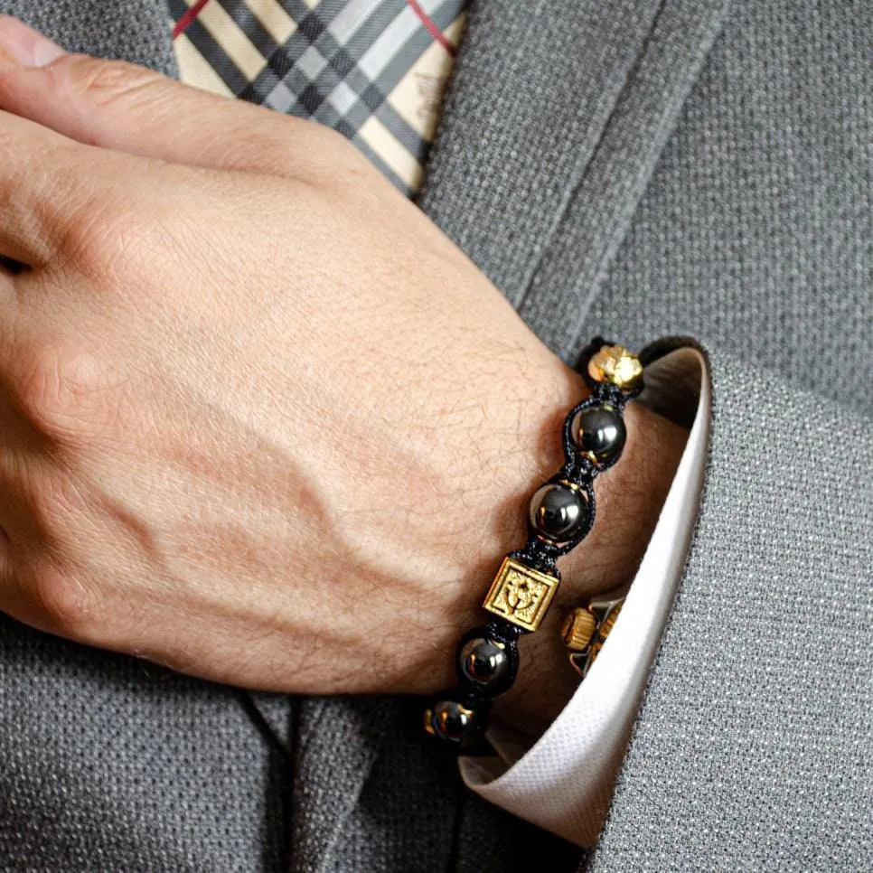 Signature Midnight - Powerful Hematite Bracelet With Onyx in Silver and Gold | 10MM