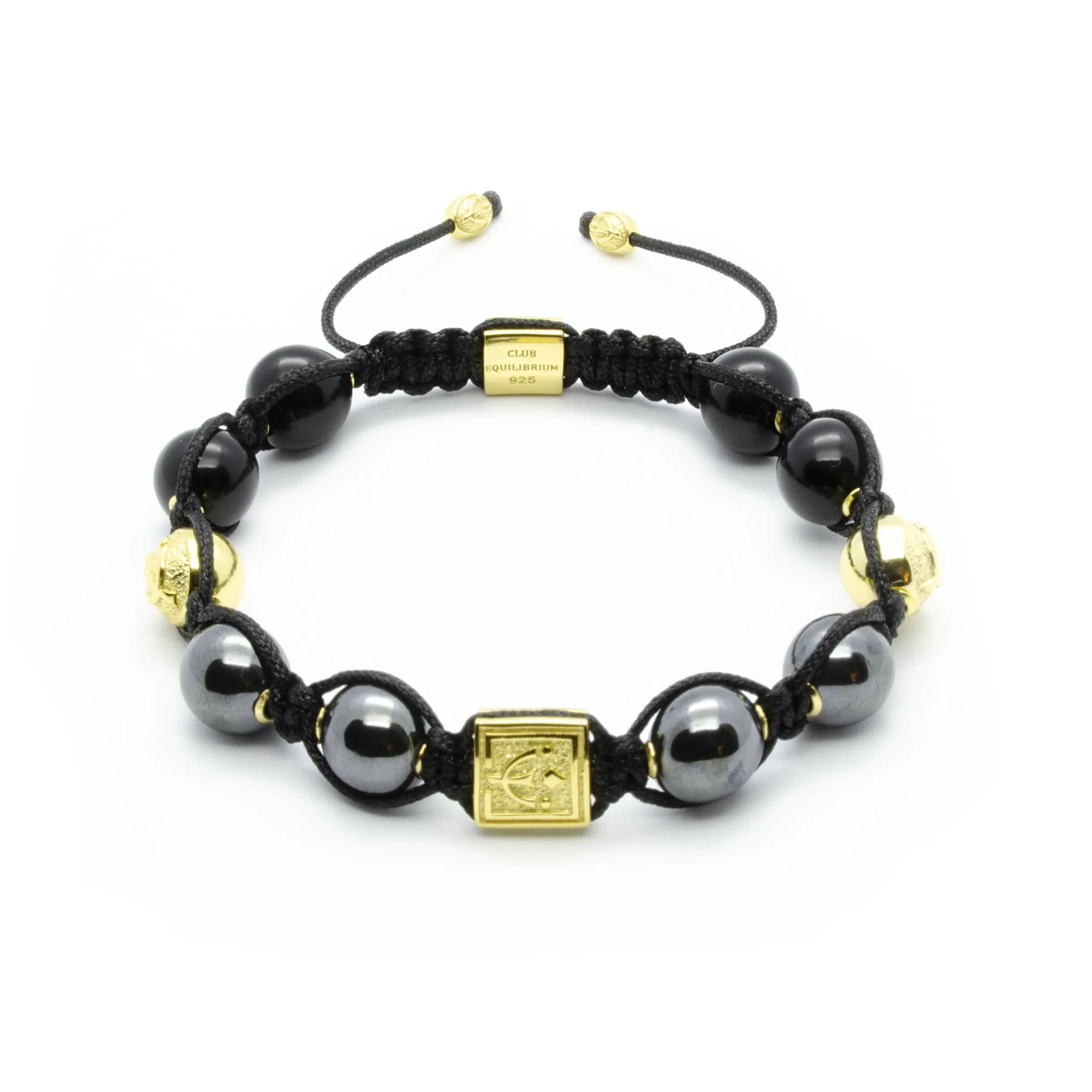 Signature Midnight - Powerful Hematite Bracelet With Onyx in Silver and Gold | 10MM