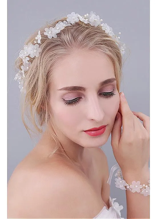 Silk Yarn Wedding Bracelets With Pearls