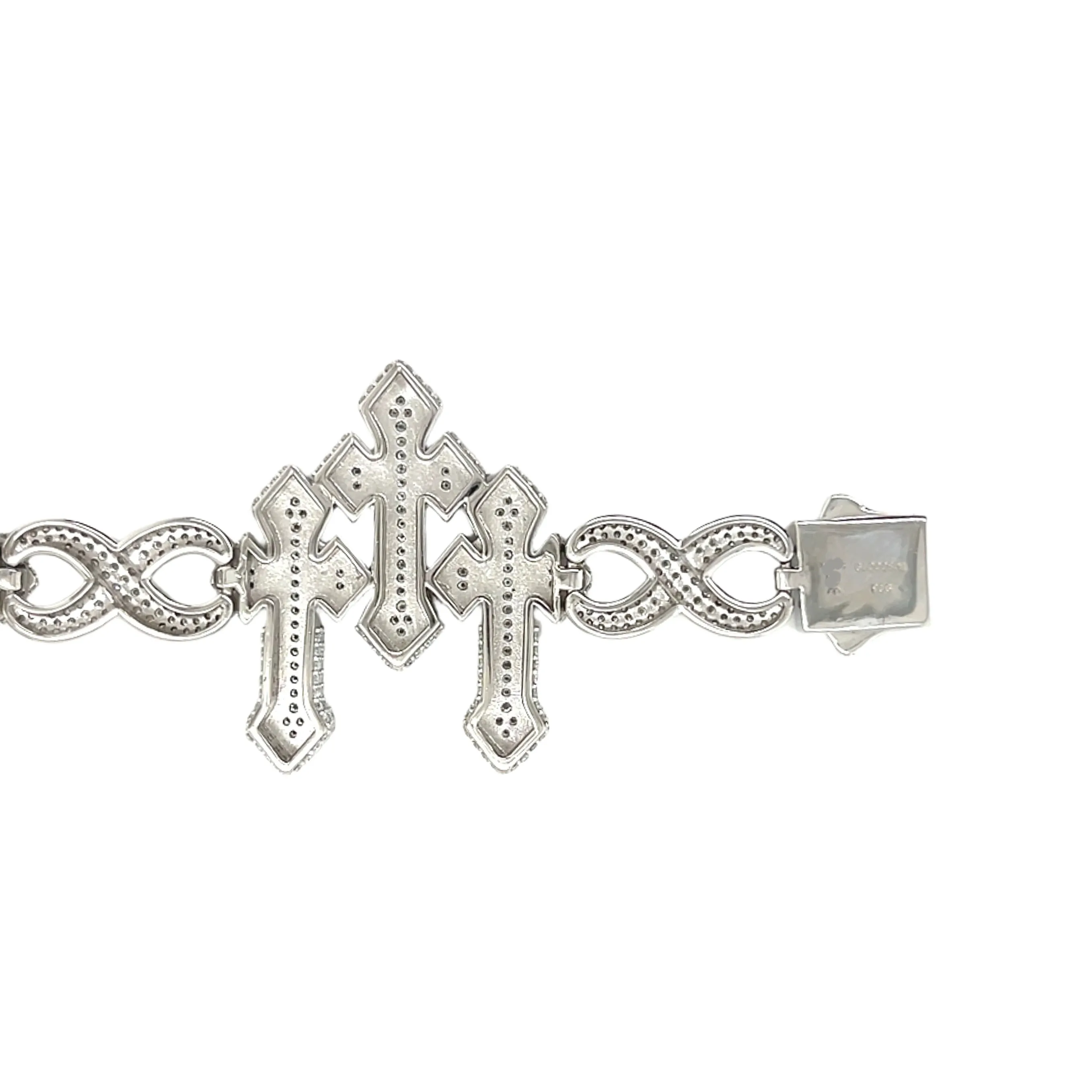 Silver 14.25CT Lab-Created Moissanite Infinity Three Crosses 8.5" Bracelet - M300019