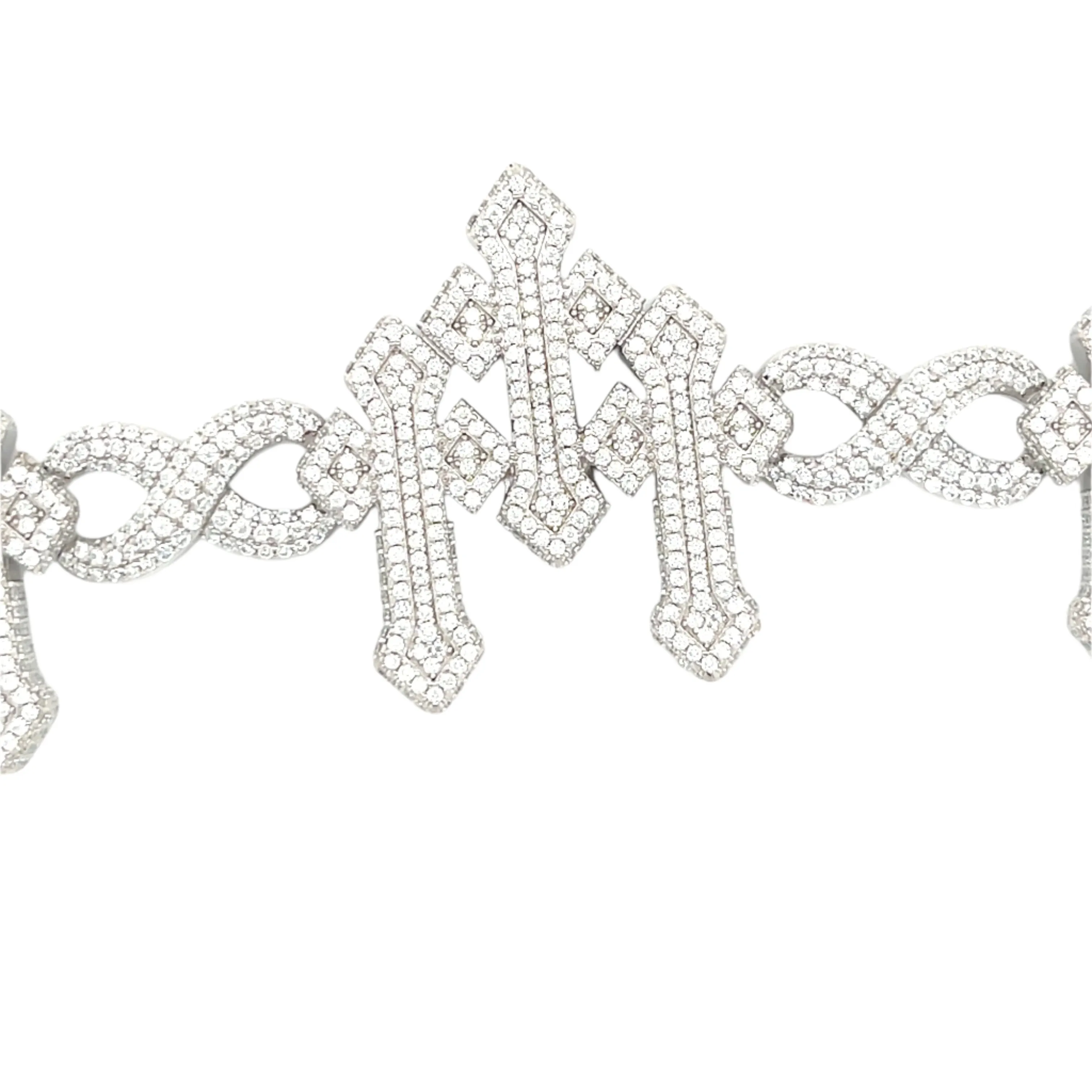 Silver 14.25CT Lab-Created Moissanite Infinity Three Crosses 8.5" Bracelet - M300019