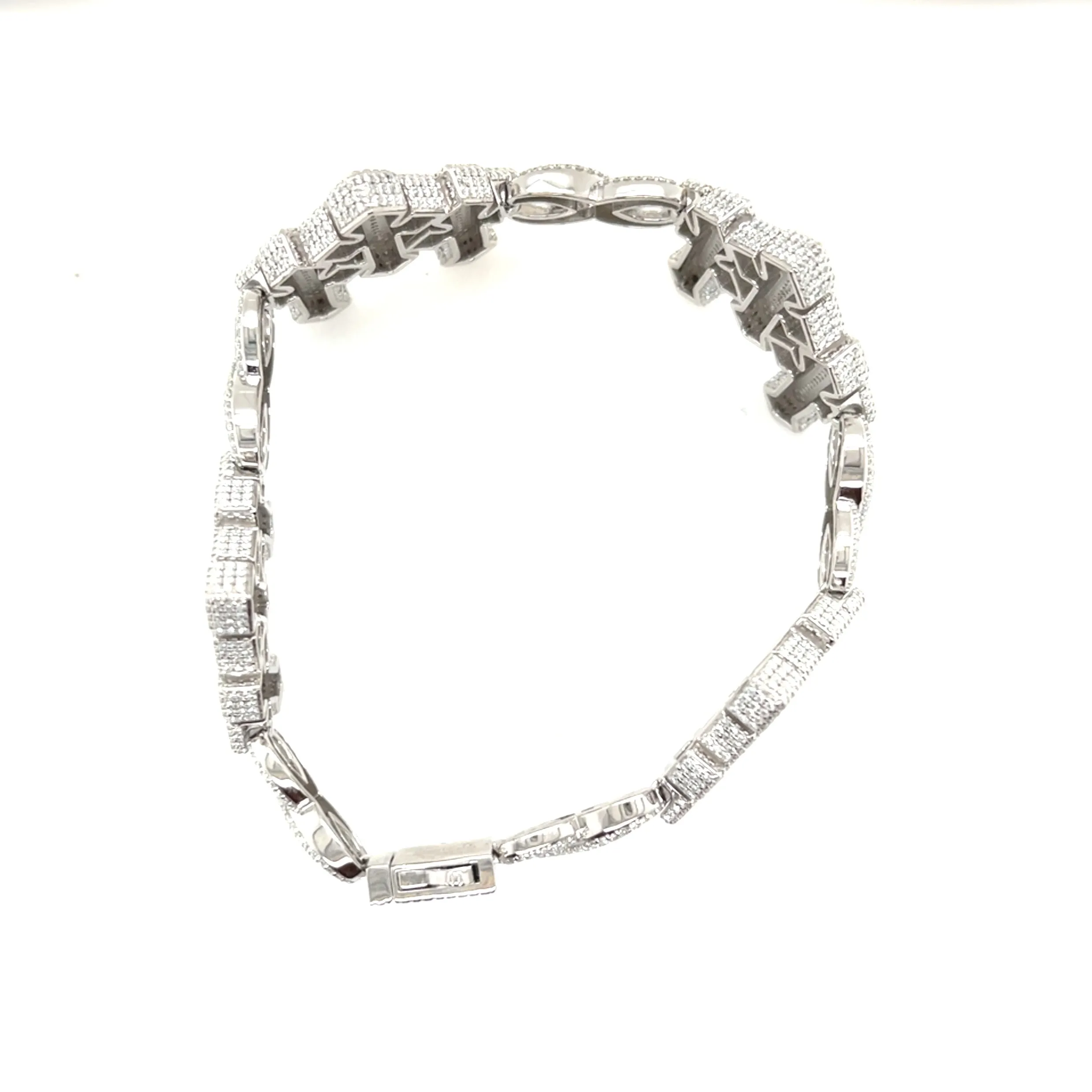 Silver 14.25CT Lab-Created Moissanite Infinity Three Crosses 8.5" Bracelet - M300019