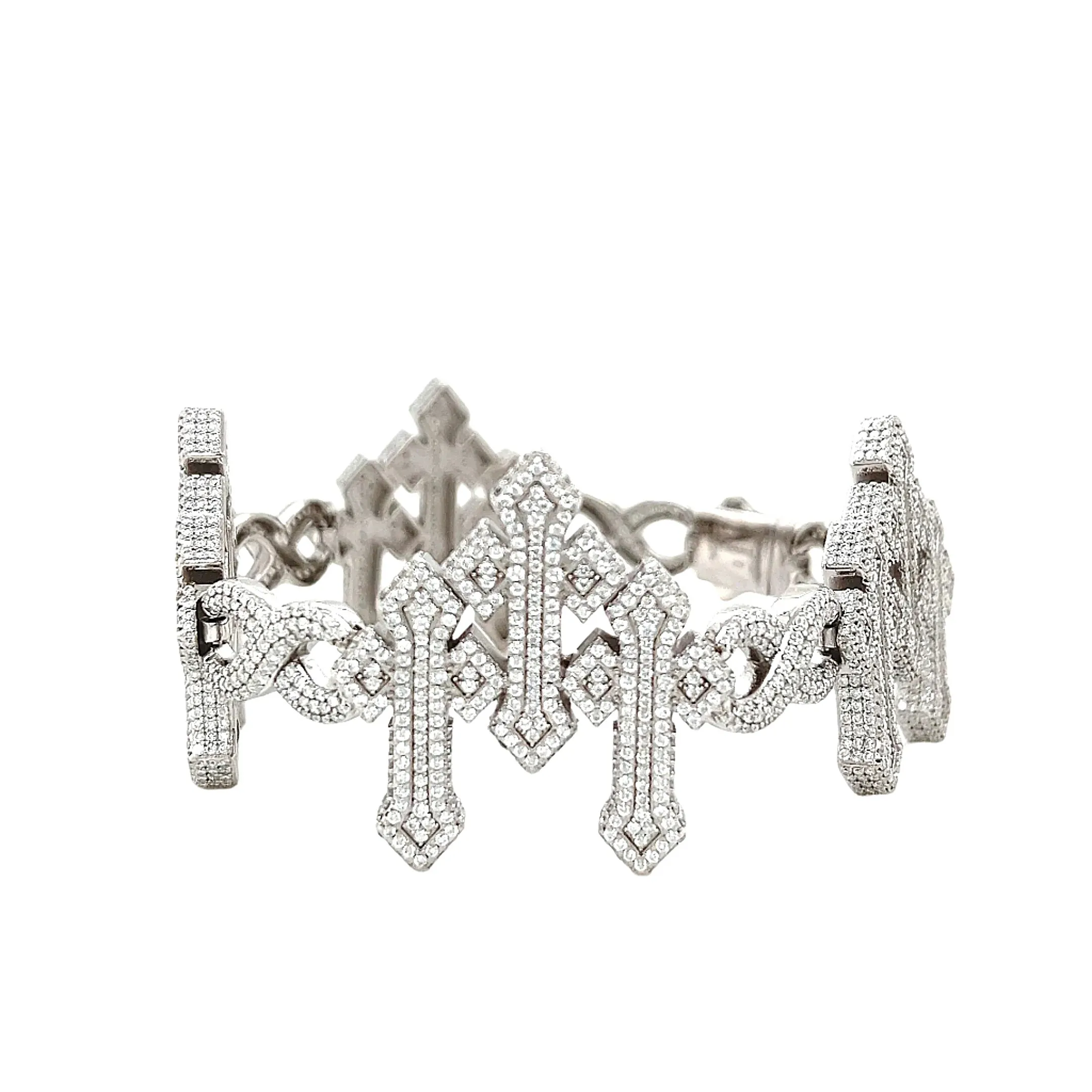Silver 14.25CT Lab-Created Moissanite Infinity Three Crosses 8.5" Bracelet - M300019