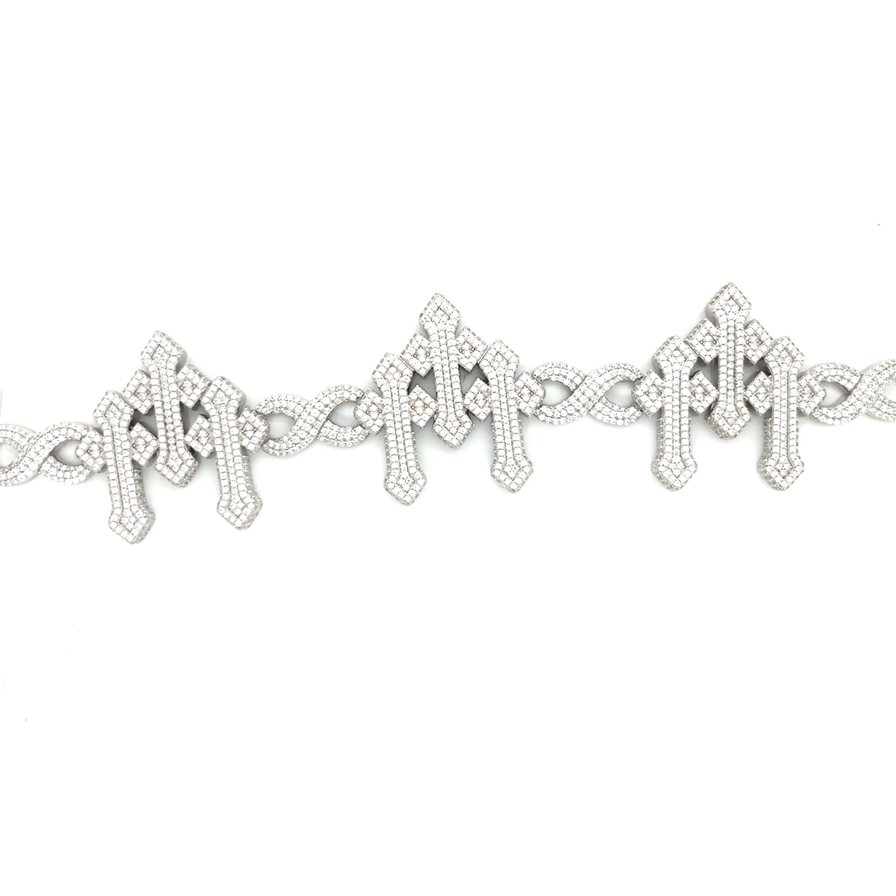 Silver 14.25CT Lab-Created Moissanite Infinity Three Crosses 8.5" Bracelet - M300019