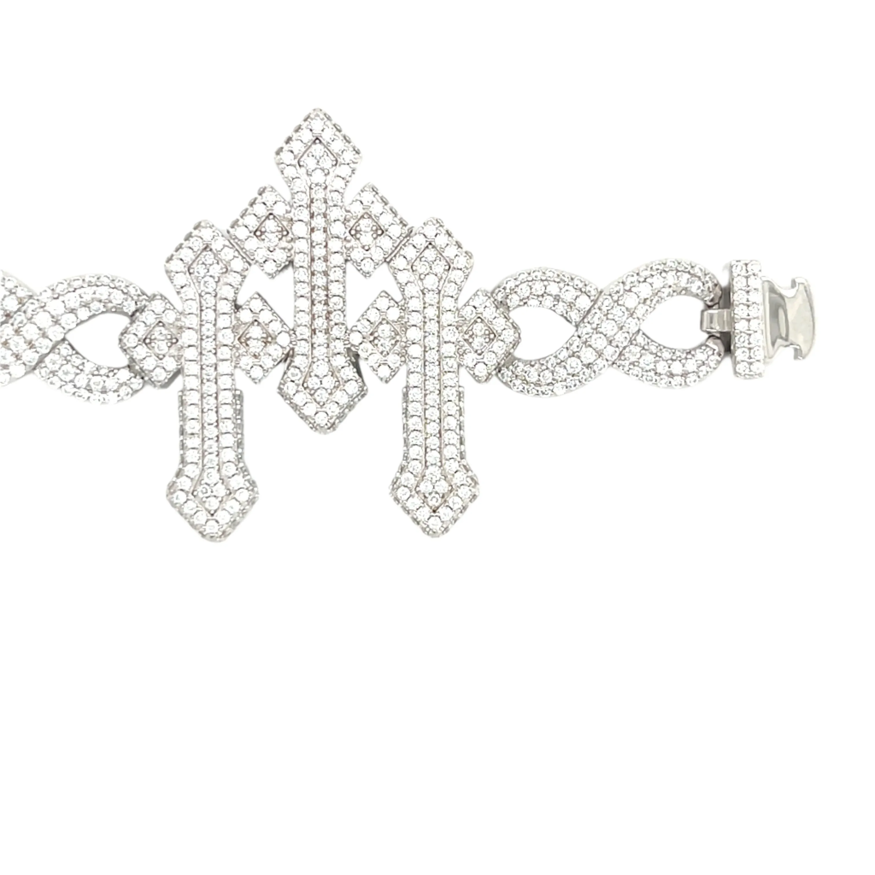 Silver 14.25CT Lab-Created Moissanite Infinity Three Crosses 8.5" Bracelet - M300019