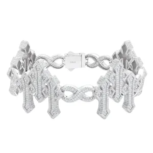Silver 14.25CT Lab-Created Moissanite Infinity Three Crosses 8.5" Bracelet - M300019