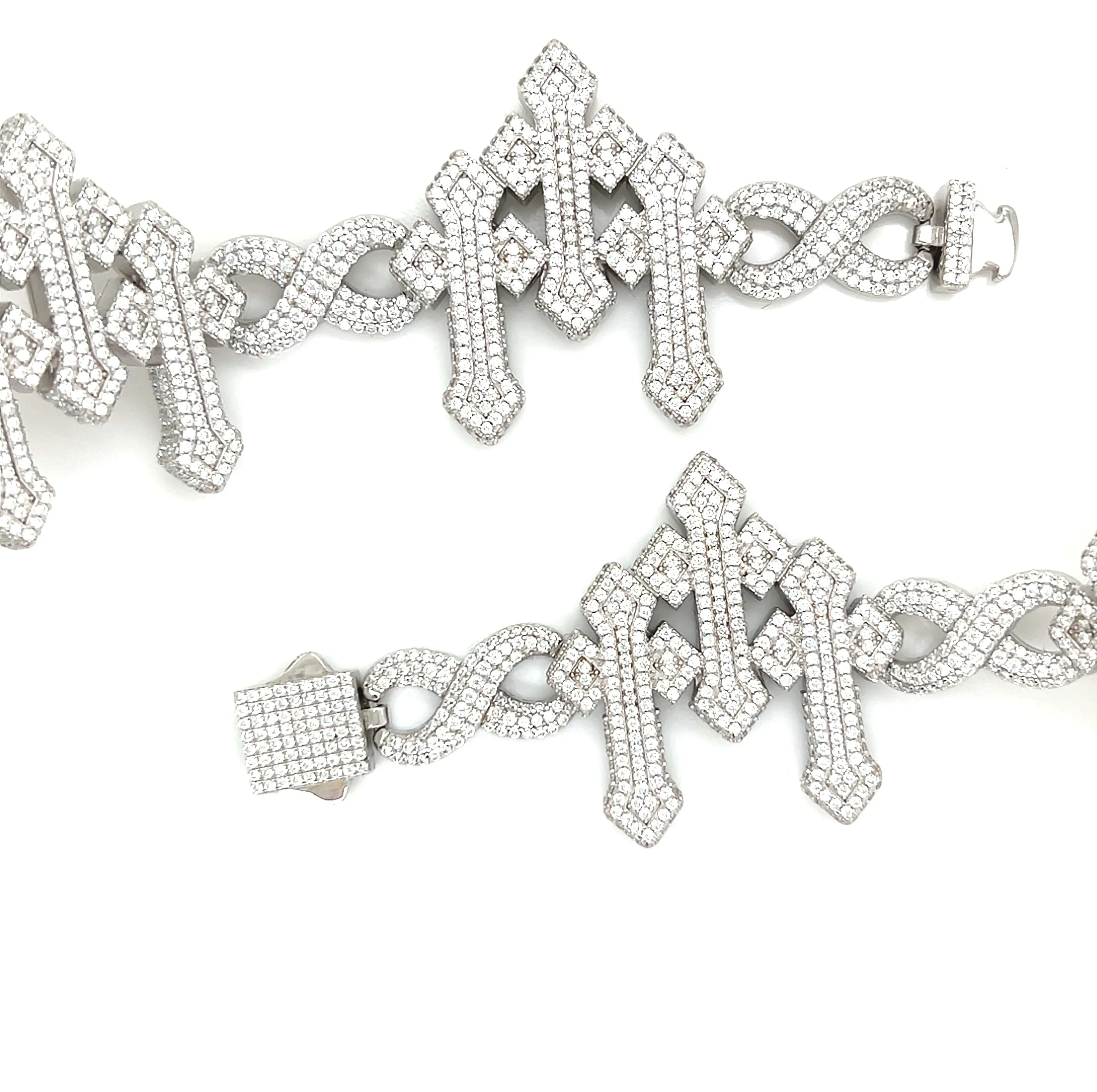 Silver 14.25CT Lab-Created Moissanite Infinity Three Crosses 8.5" Bracelet - M300019